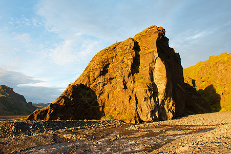 索尔斯摩爬坡火山悬崖远足风景绿色天空全景岩石点燃图片