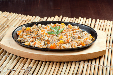 中国菜绿色油炸海鲜盘子坚果腰果胡椒美食蔬菜菠菜图片