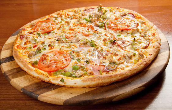 芝士披萨餐厅小吃圆圈午餐育肥食物脆皮蔬菜圆形图片