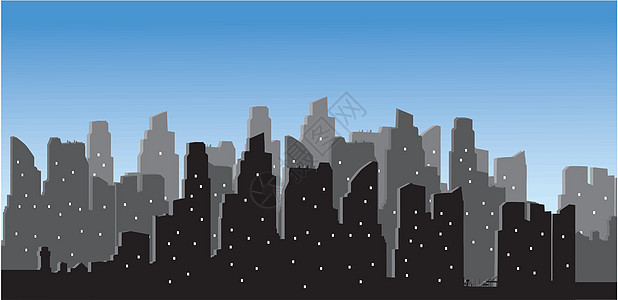 矢量现代城市天线蓝色房子摩天大楼灰色黑色景观天空场景技术商业图片