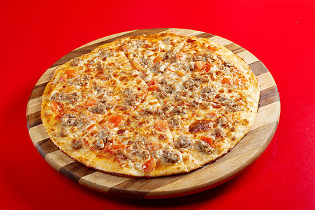 家自做的比萨披萨脆皮圆形碎肉餐厅圆圈小吃育肥午餐食物地蜂图片