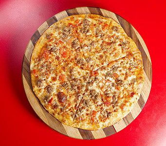 家自做的比萨披萨地蜂食物育肥碎肉小吃午餐脆皮圆圈圆形餐厅图片