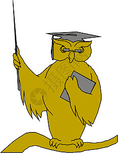 猫头鹰教授学习图书馆智力老师插图眼镜全书大学感叹号卡通片图片