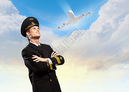 男性飞行员形象帽子蓝色旅行服务职业航天客机运输航空男人图片