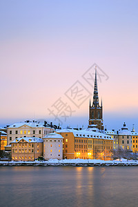 Gamla Stan 旧城斯德哥尔摩城市建筑学码头大厅天空运输旅游天际首都交通图片