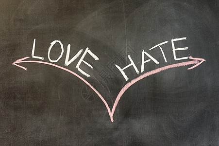 爱或仇恨情绪化写作路线脚本矛盾困惑粉笔绘画黑色木板图片