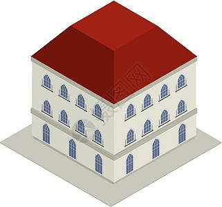 维多利亚之家绘画房子插图建筑学红色时代等距艺术背景图片