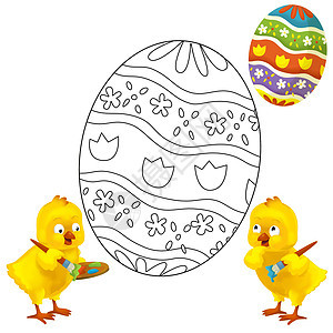 色板  东面活动插图问候语彩页家庭装饰品小鸡艺术线条动物图片