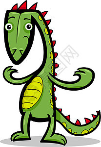 蜥蜴或恐龙的漫画插图背景图片
