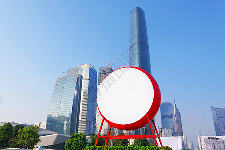 中文大鼓和现代城市作为广告宣传的背景资料街道木板招牌通道控制板商业框架运输横幅标语图片