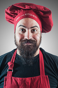 快乐的胡须胖胖大厨工人厨娘男人美食厨房胡子职业食物手势烹饪图片