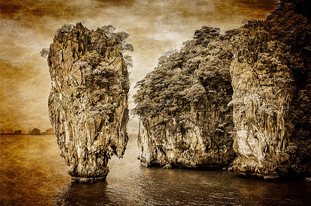 安达曼S区Phang Nga湾的詹姆斯邦德岛海洋古年风景图片