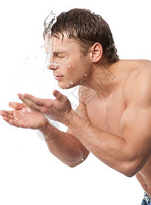 年轻人洗脸喜悦青年男性男生浴室牙齿成功男人成人卫生图片