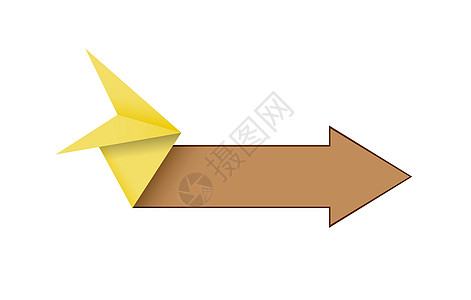 折纸风格箭头白色黄色横幅空白插图卡片商业营销推介会网络图片