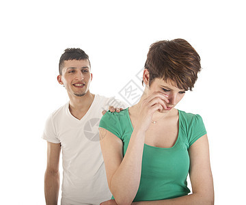 白种背景的男女青年争吵被孤立妻子女性丈夫疼痛男人男性女士离婚愤怒挫折图片