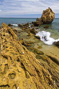 阿尔布费拉 阿尔加尔夫悬崖海洋支撑海滩岩石天空海岸线海岸海浪地平线图片