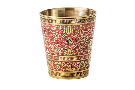 白底带装饰品的铜杯古铜色黄铜青铜杯子高脚杯水壶艺术投手压花金属图片
