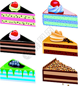 矢量蛋糕切片覆盆子装饰品绘画饼干卡片庆典食物蓝色礼物巧克力图片
