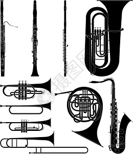风力仪器圆号长笛乐器外表喇叭铜管萨克斯乐队木管号角图片