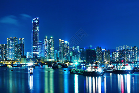 周湾晚上在香港景观商业天空旅行天际办公室场景经济港口玻璃图片