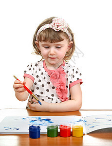 女孩绘图童年桌子水彩帆布学习幼儿园婴儿苗圃裙子女性图片