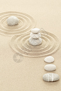 沙中平衡的石块岩石灵魂精神团体头脑场景专注圆形海滩艺术图片