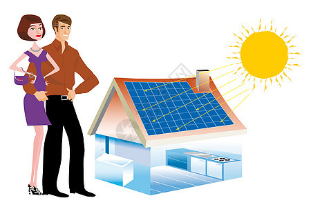 太阳能浴室阳光住房房屋可持续建筑学光伏板太阳能板庄园家庭图片