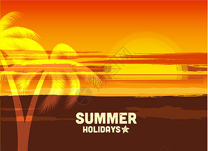 夏季夏天日落金子海洋棕榈天堂天空旅行地平线海岸线魔法图片
