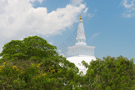 斯里兰卡白神圣的Stupa地标崇拜天空艺术建筑学寺庙信仰历史文化佛教徒图片