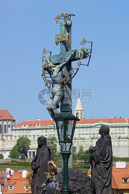 普莱格 查尔斯桥灯笼宗教雕像城堡天空城市旅行图片