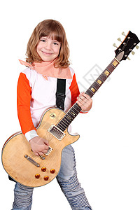 带电吉他的小女孩摇滚乐手图片