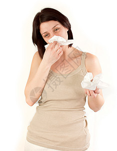 妇女打喷嚏疼痛感染疾病女孩成人组织流感季节女性花粉图片