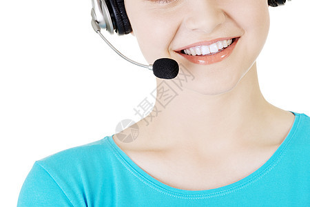 美丽的年轻呼叫中心青年助理笑着微笑秘书工作女士商务顾客服务耳机服务台女性助手图片