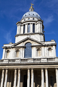 伦敦皇家海军学院玛丽王后法院 伦敦历史军学院历史性吸引力柱子大学教堂建筑学英语皇家背景图片