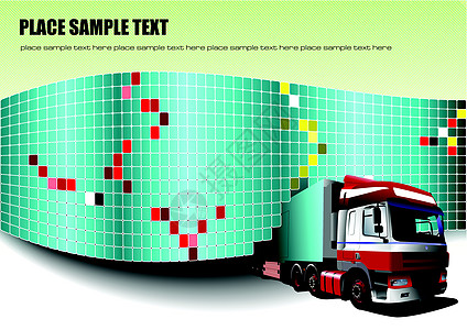 带有卡车图像的陶瓷瓷砖背景图片