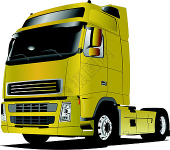 路上的黄色卡车 矢量插图货车速度运输追求跑车涡轮驾驶合金燃料引擎图片