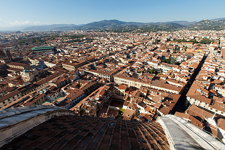 佛罗伦萨的观景场景天炉建筑学大教堂圆顶教会天使街道城市全景图片