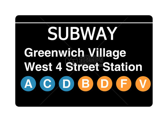 格林威治村西4街四街车站地铁标志图片