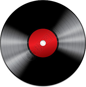 白色背景上孤立的黑色黑乙烯基记录盘子标签专辑音乐配乐立体声留声机塑料光盘磁盘图片