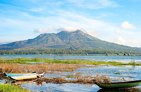 巴图尔火山蓝色摄影森林顶峰风景热带渔夫钓鱼场景日落图片