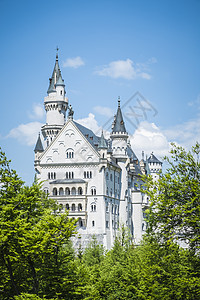 德国新施旺斯坦巴伐利亚城堡大厦国王故事蓝色森林建筑学风景全景童话历史图片