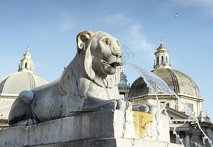 狮子喷泉历史水平风景古董城市雕像蓝色雕塑圆顶天空图片
