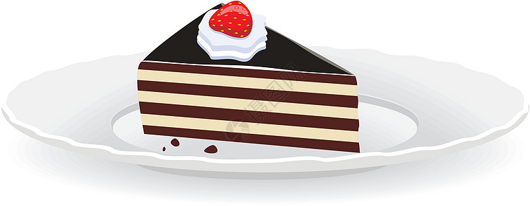 矢量蛋糕切片卡片饼干盘子装饰食物插图绘画奶油水果风格图片