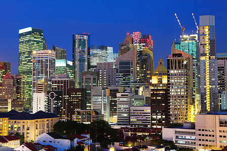 新加坡市夜间日落艺术港口天际反射房子博物馆高楼场景地标图片