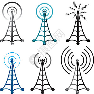 无线电信号塔符号网络技术海浪商业蓝色工业互联网空气播送细胞图片