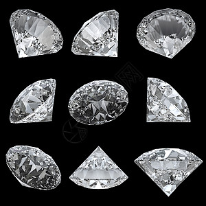 9 套有剪切路径的方片宏观商品奢华石头订婚礼物珠宝宝石反射水晶图片