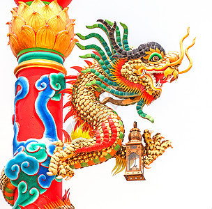 中国神庙里的龙节日力量天空动物蓝色传统装饰品财富艺术寺庙图片