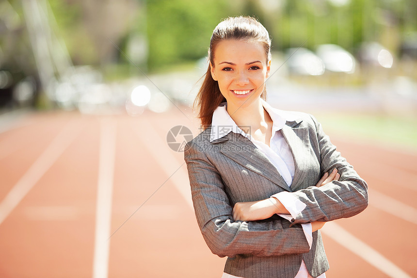 运动体育场女商业妇女成就经理公司跑步合作衣领短跑团队速度伙伴图片