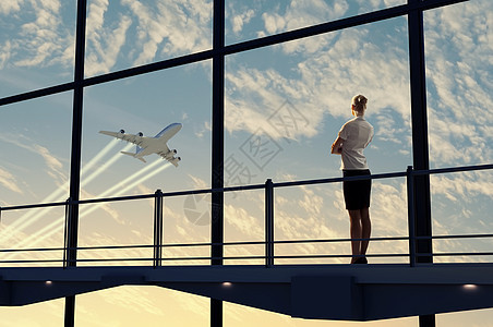 机场女商务人士城市喷射案件商务乘客手提包女士飞机游客航班图片
