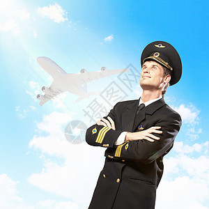 男性飞行员形象客机航班旅行男人相机职业航天服务天空运输图片